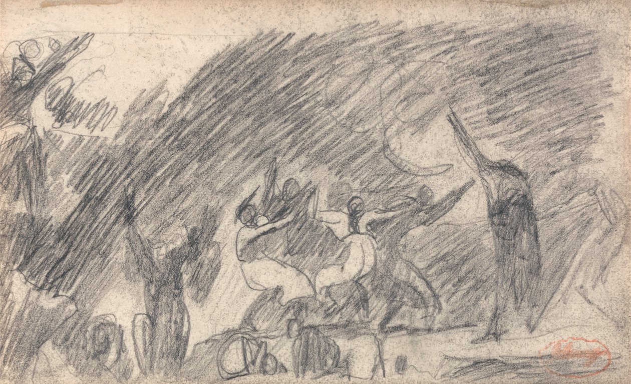 Macbeth vid häxornas grotta: andra besöket av George Romney