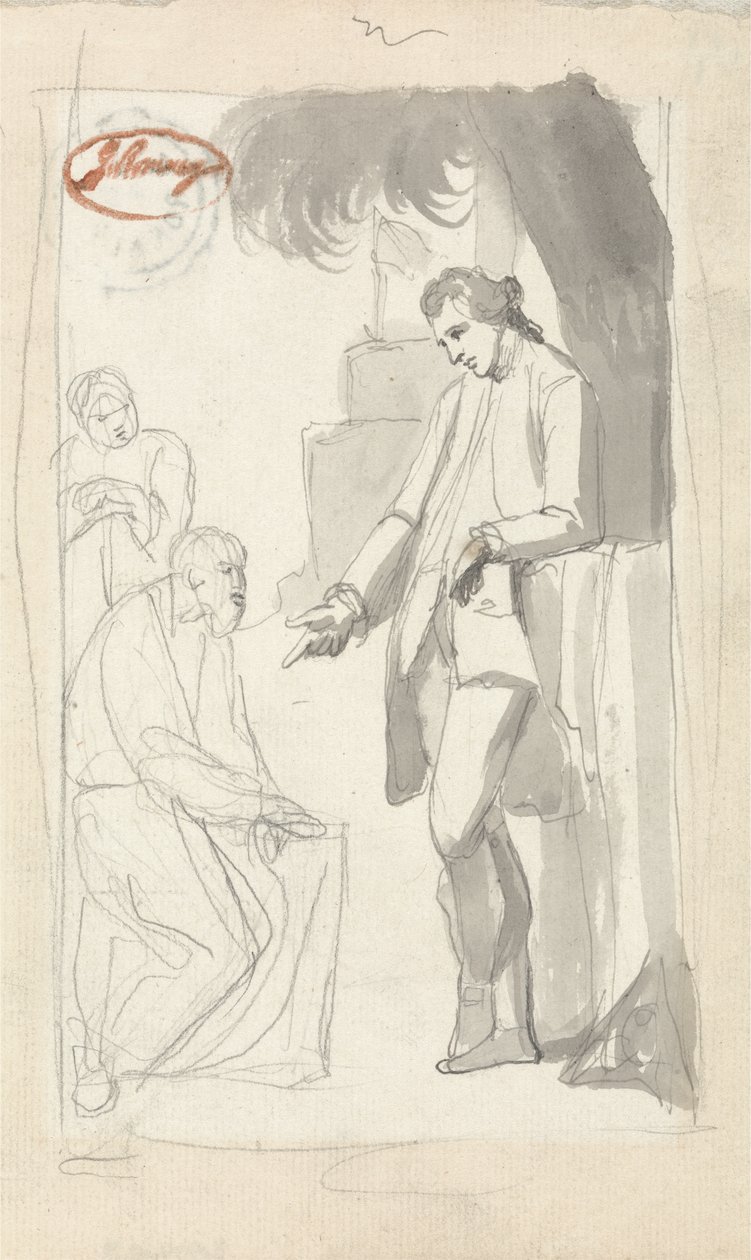 Major Pierson and the Brahman (grå tvätt och grafit på lagt papper) (se 153906) av George Romney