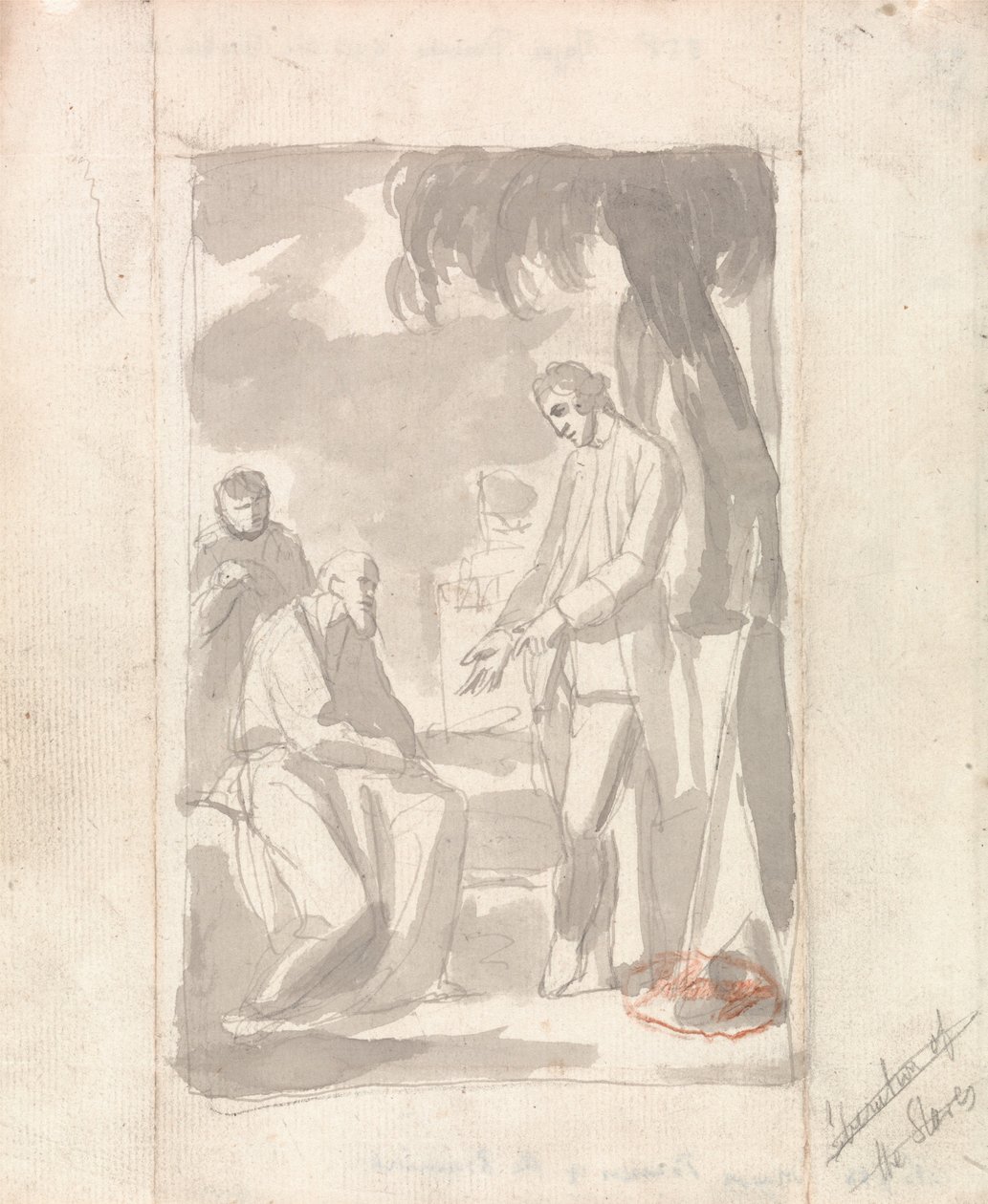 Major Pierson and the Brahman (grå tvätt på lagt papper) (se 153905) av George Romney