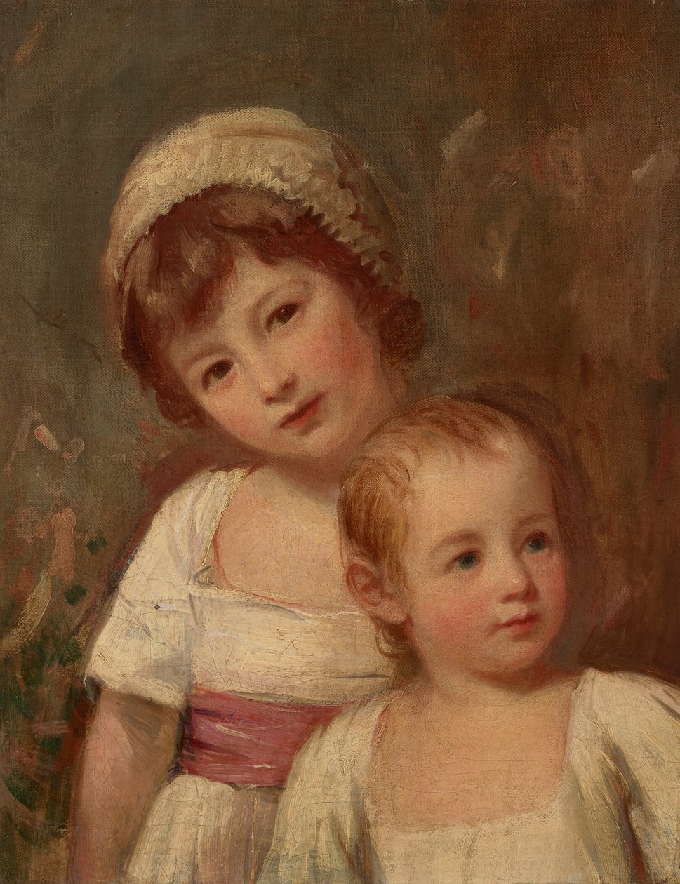 Porträtt av två barn, halvfigur av George Romney