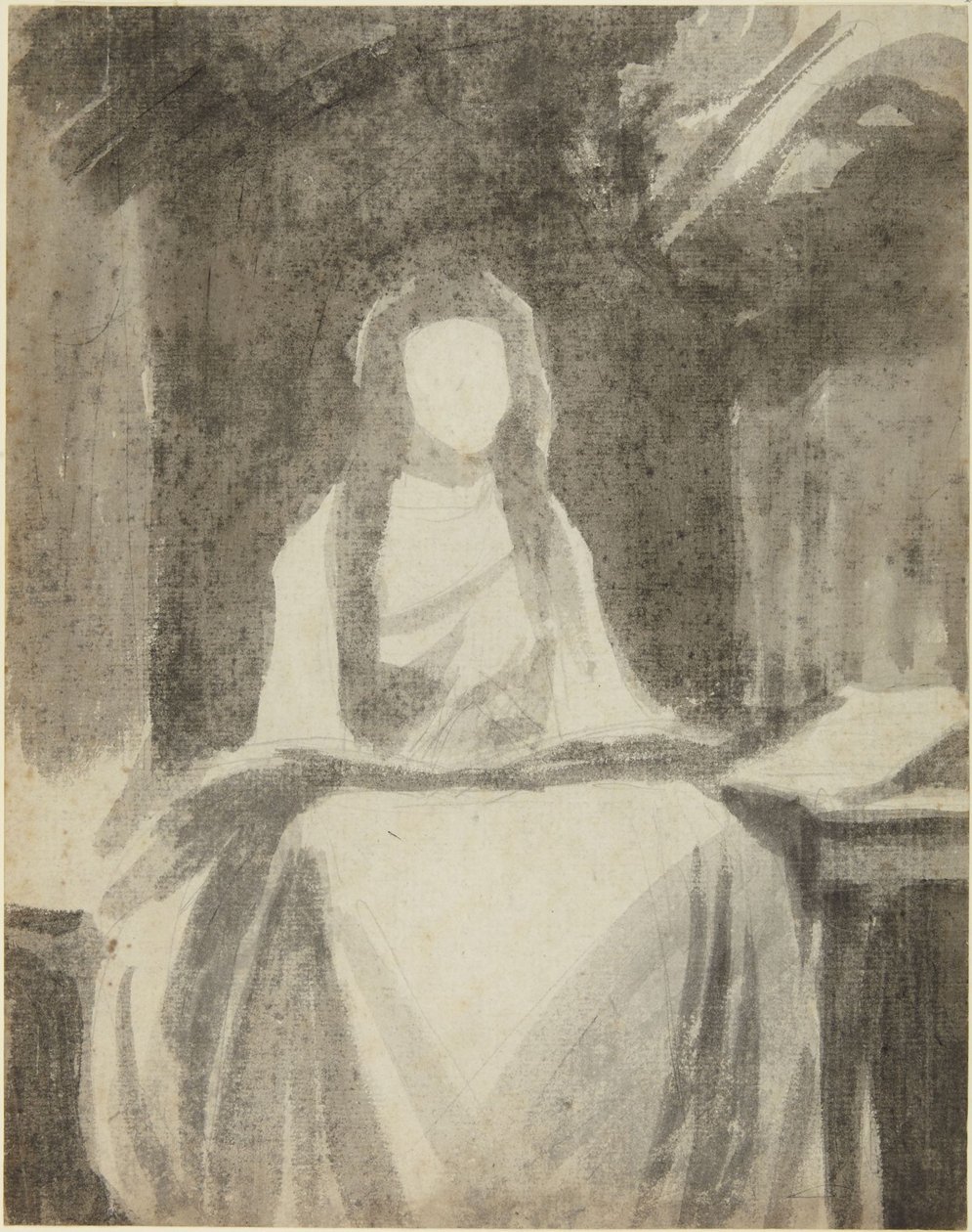 Porträttskiss av Lady Hamilton som helgonet Cecilia av George Romney