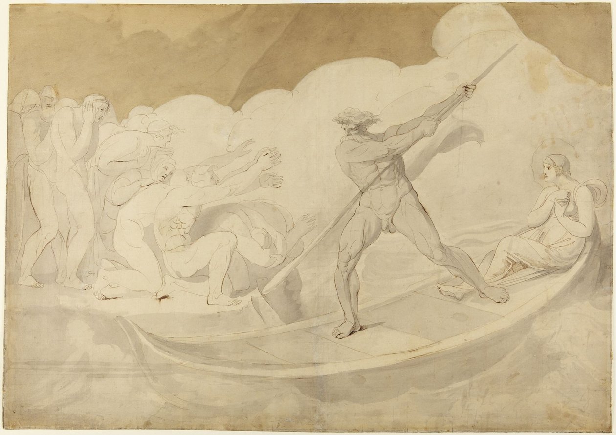Psyche färdades över Styx från Apuleius, ”Den gyllene åsnan”, VI, 18 av George Romney
