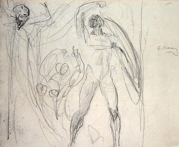Satan, synd och död (penna på papper) av George Romney
