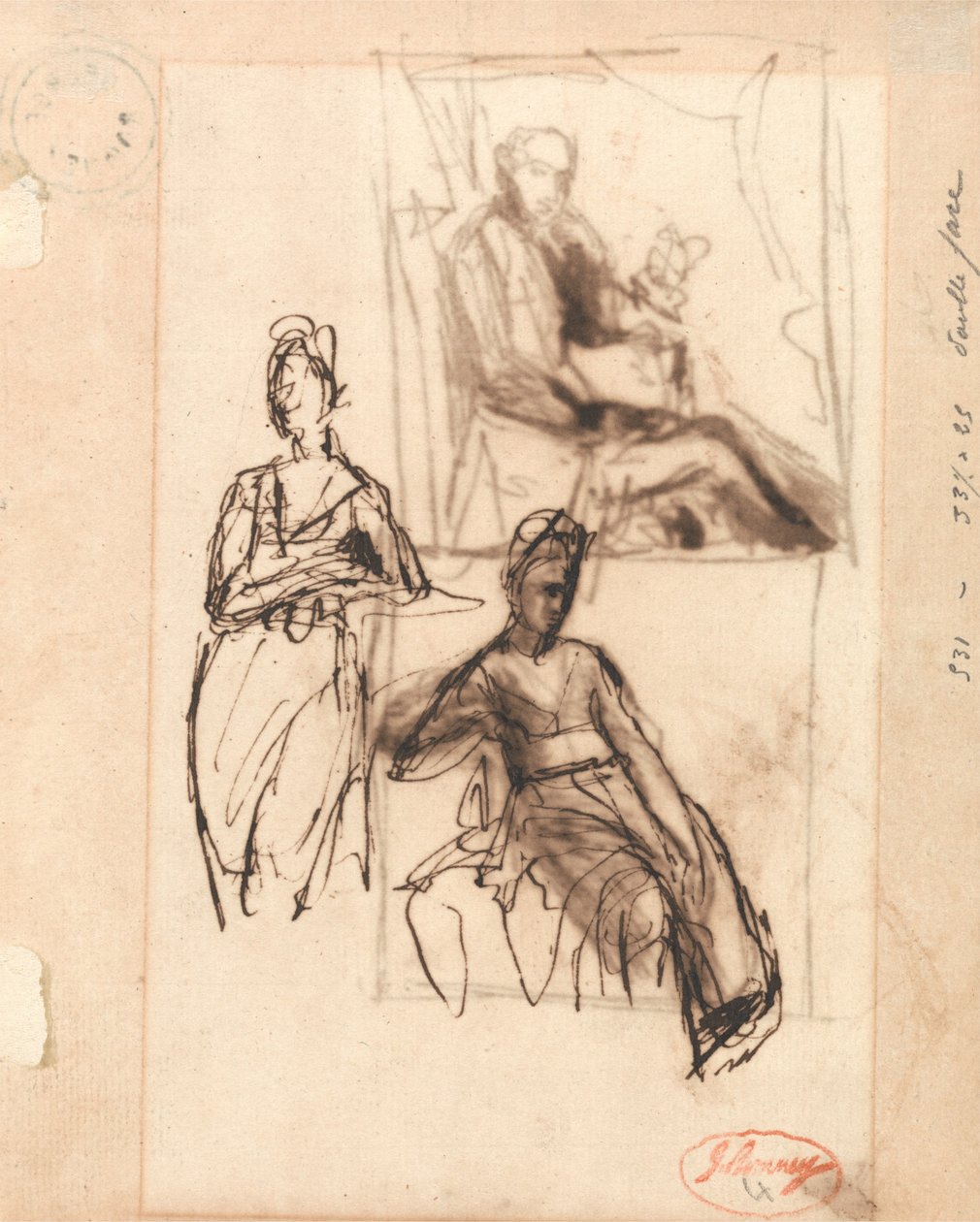 Sittande man och sittande kvinna av George Romney