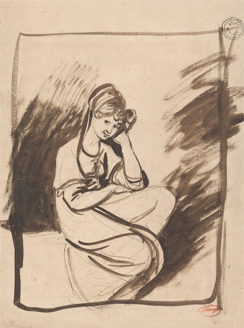 Skiss till porträtt av en dam av George Romney