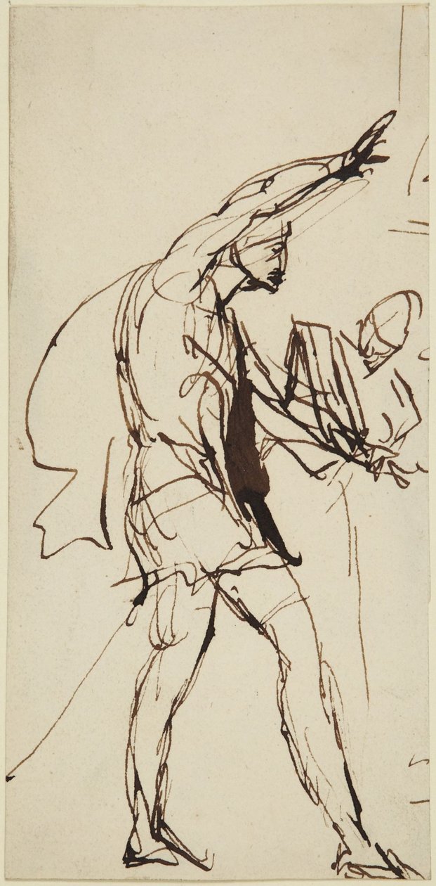 Skiss till rollfiguren Macbeth i bankettscenen ur ”Macbeth” av George Romney