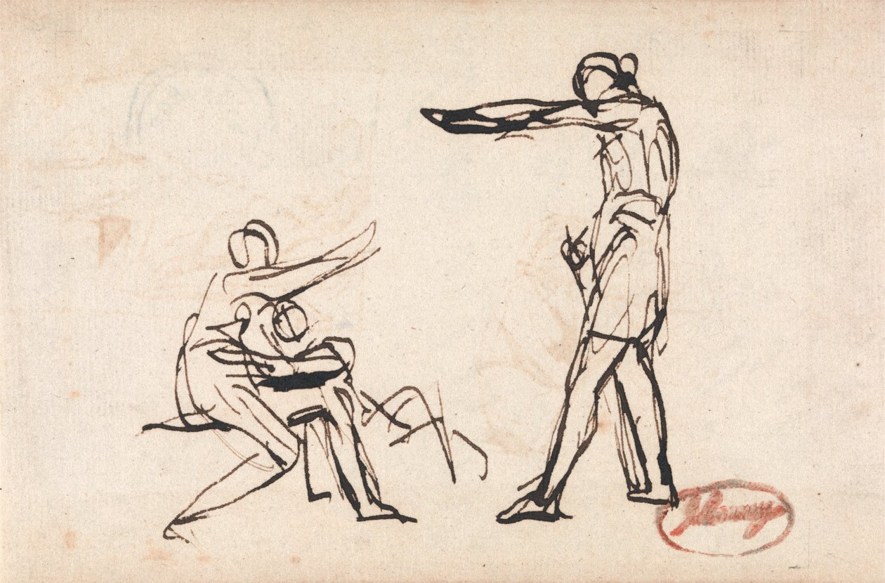 Stående figur som hotar en mor och ett barn av George Romney