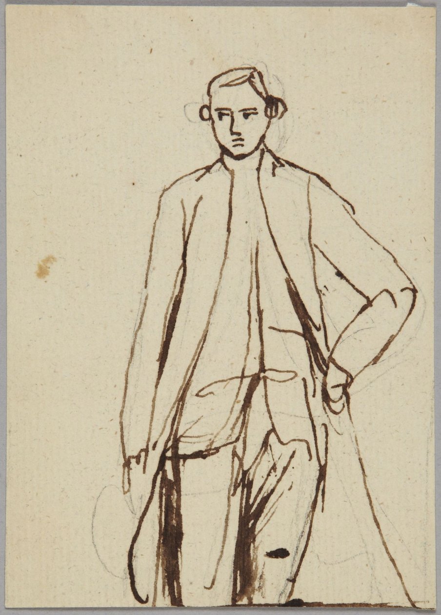 Stående manlig figur, vänster hand på höften, porträttstudie av George Romney