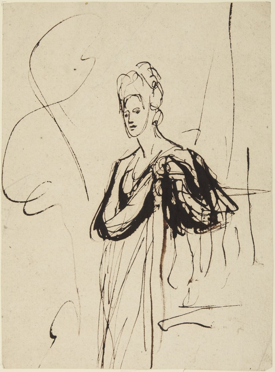 Stående kvinnlig figur, halvfigur av George Romney