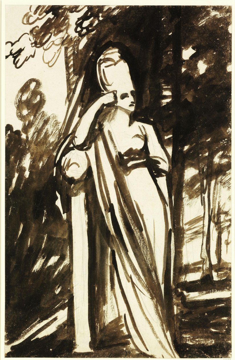 Stående kvinna vid en stele av George Romney