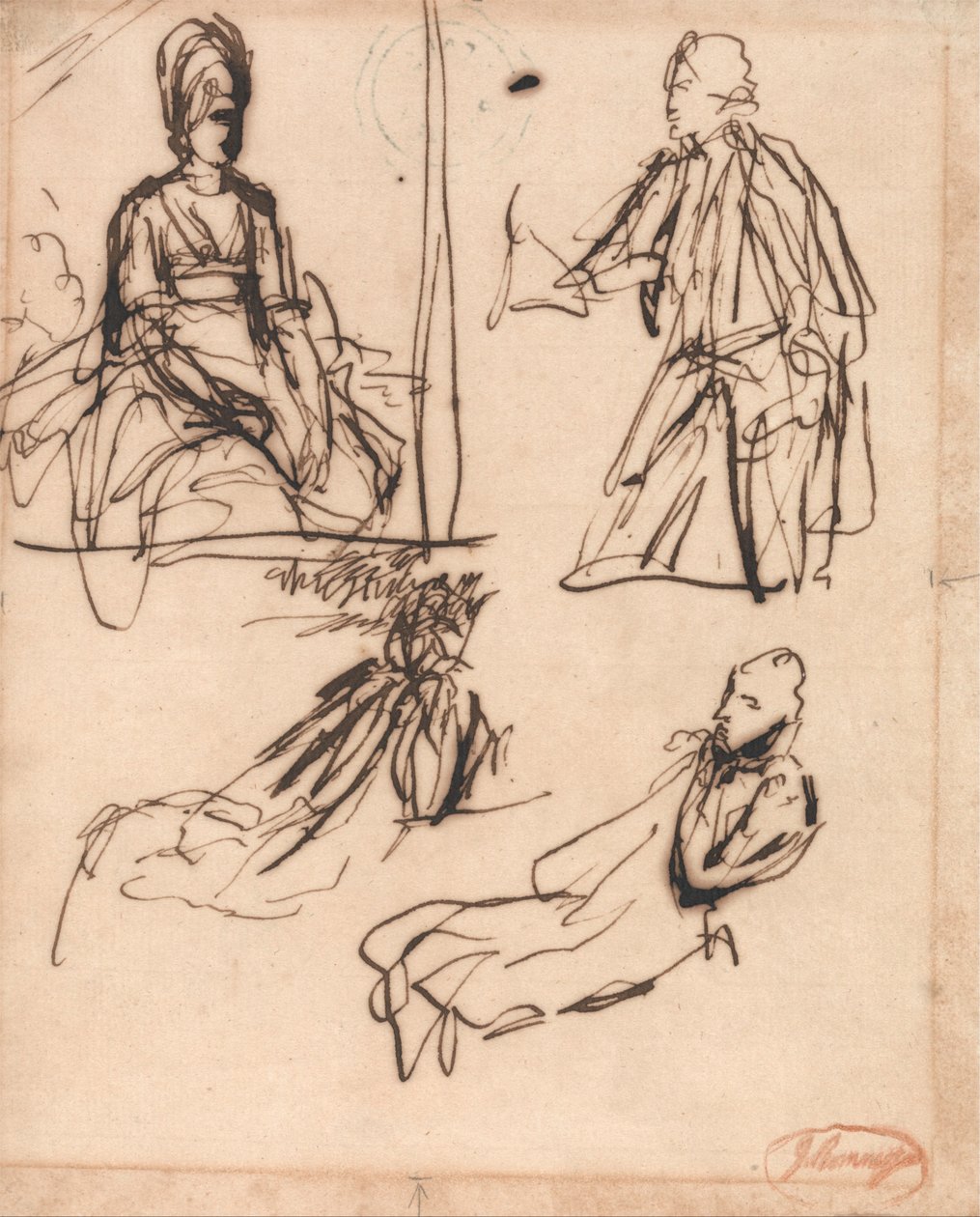 Studier till porträtt av en man och en kvinna av George Romney
