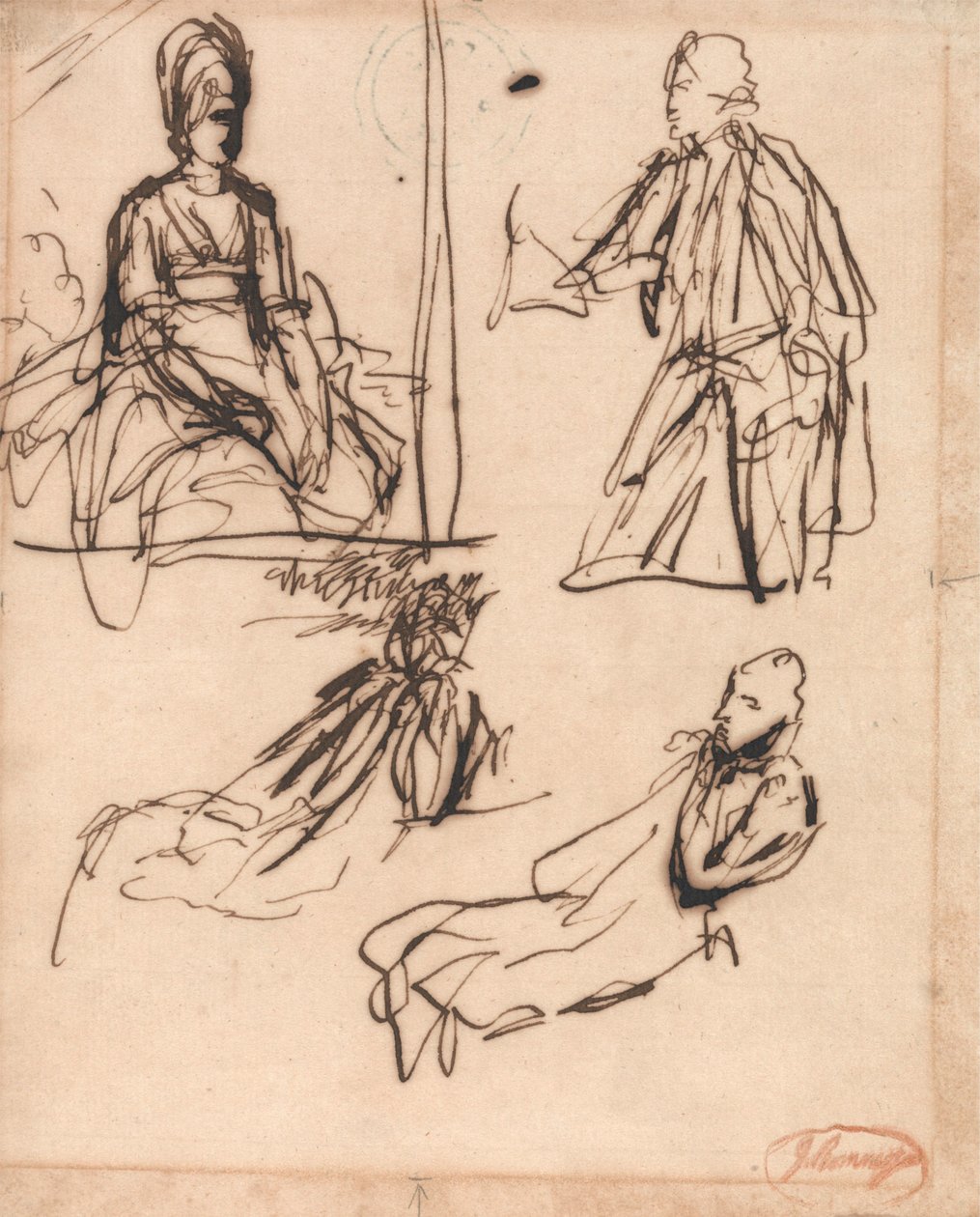 Studier till porträtt av en man och en kvinna av George Romney