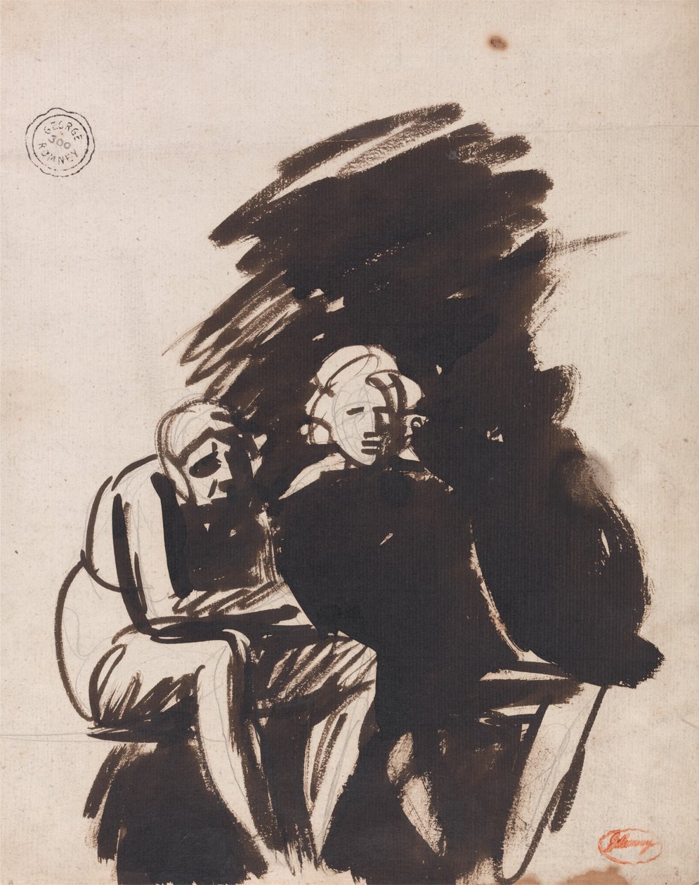 Studie av två figurer av George Romney