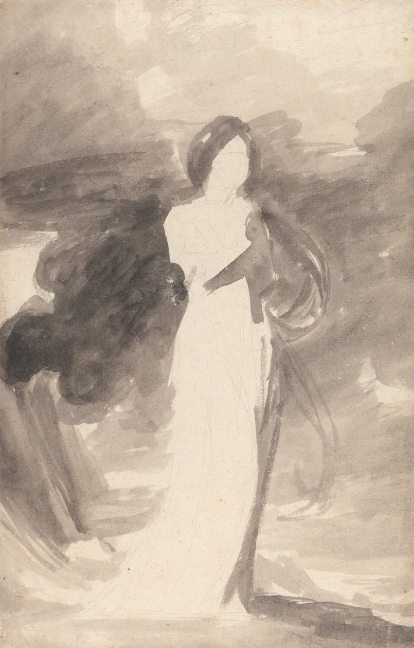 Studie av en kvinna som står av George Romney