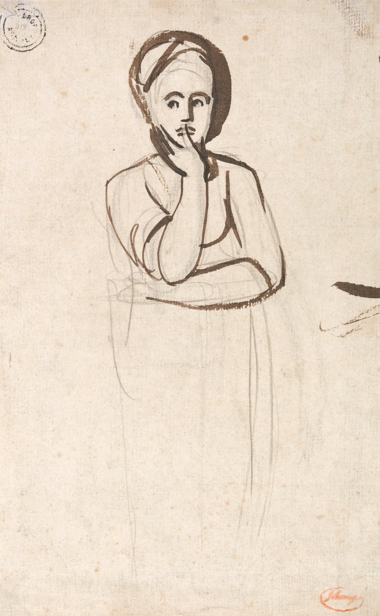Studie av en eftertänksam kvinna av George Romney