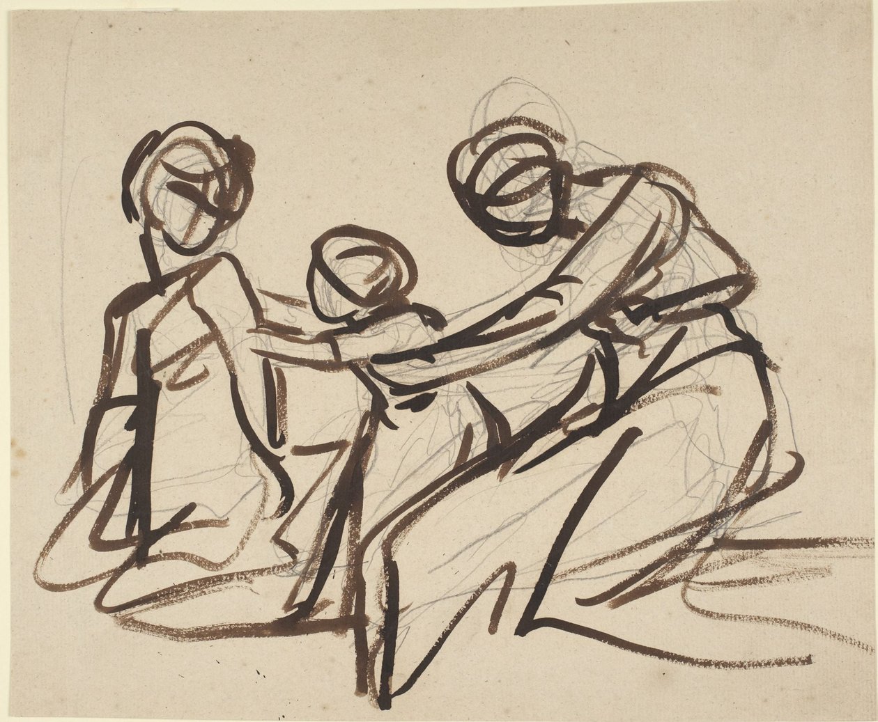 Studie av två sittande kvinnor med ett barn av George Romney