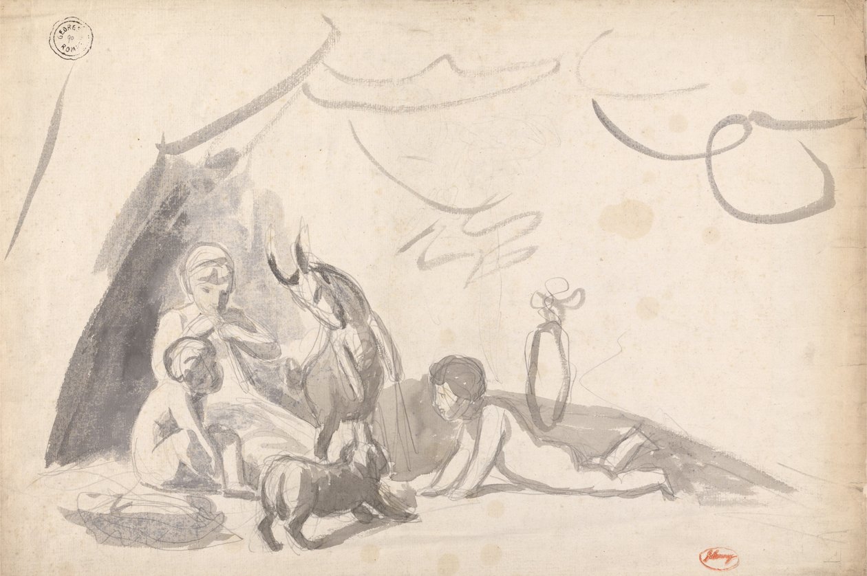 Tre barn med en hund och en get av George Romney