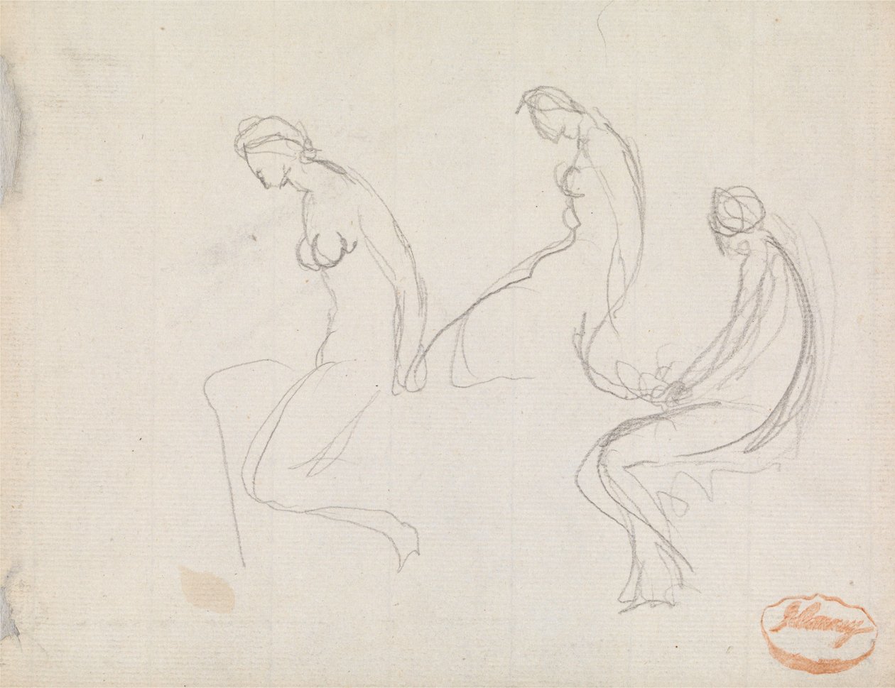 Tre studier av en sittande kvinna av George Romney