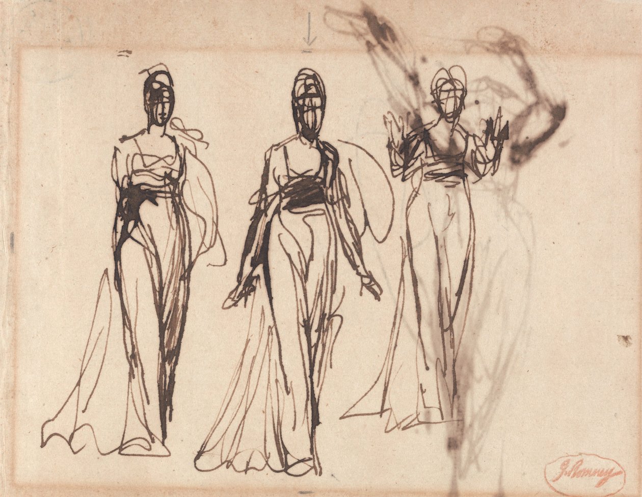 Tre studier av en stående kvinna, möjligen Circe av George Romney