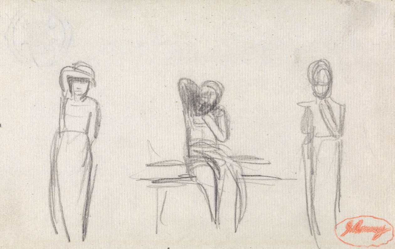 Tre studier av en ung flicka av George Romney