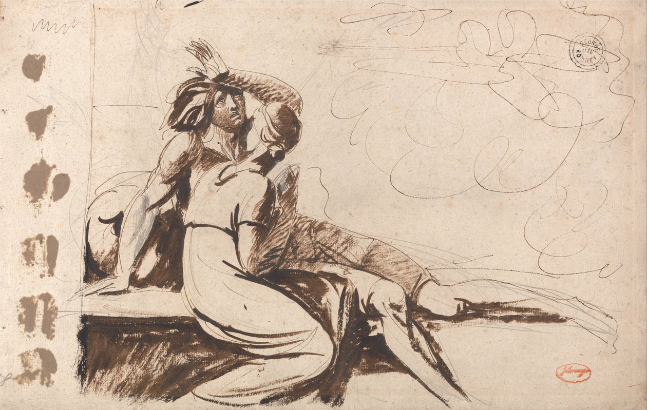 Två älskande (man som vaknar upp ur en dröm) av George Romney