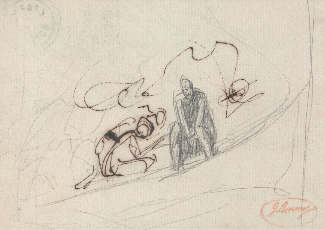 Två sittande figurer av George Romney