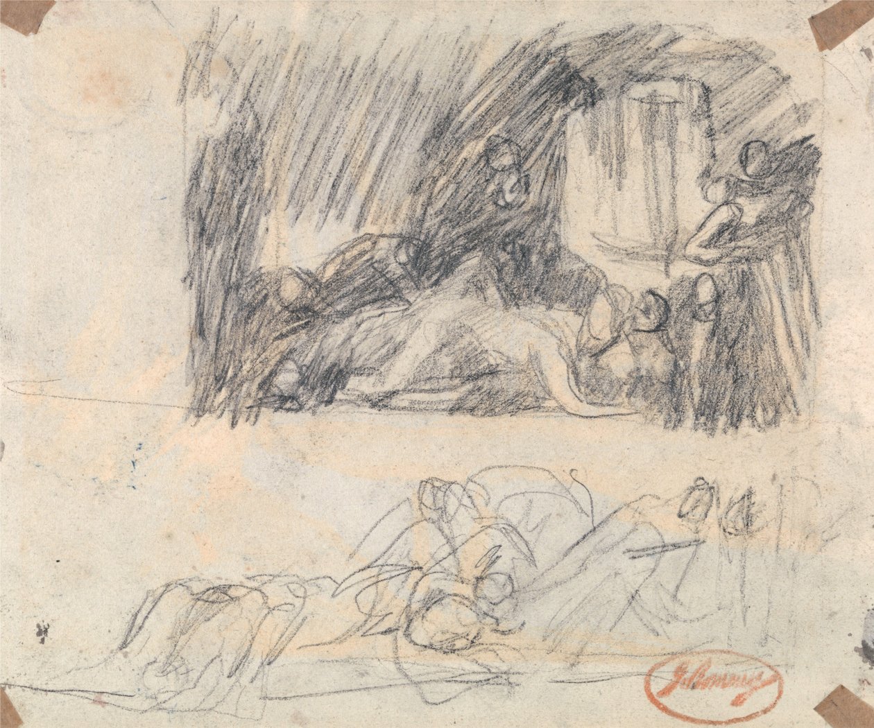 Två studier för ”John Howard besöker ett lazaret” av George Romney
