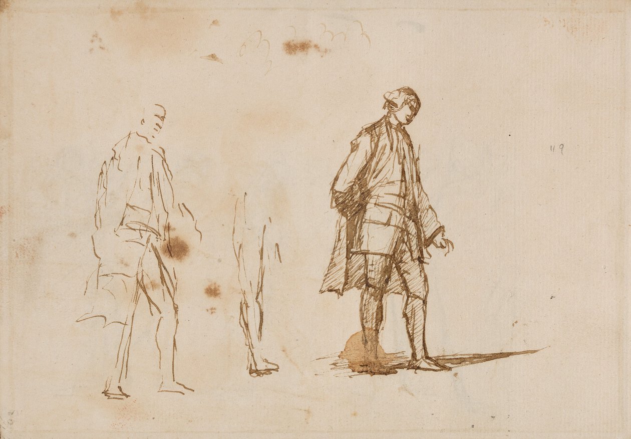 Två studier av en manlig figur av George Romney