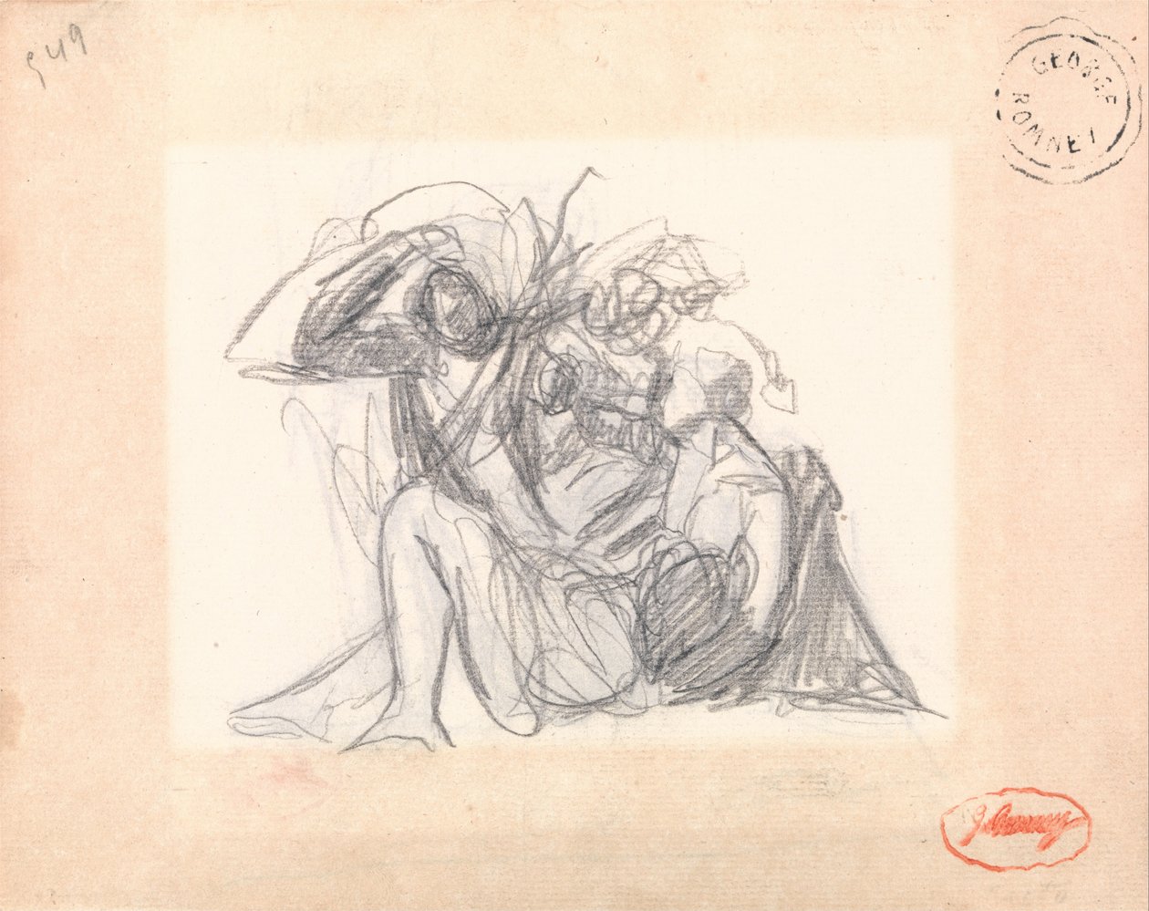 Oidentifierat motiv: Liggande kvinna och andra figurer av George Romney