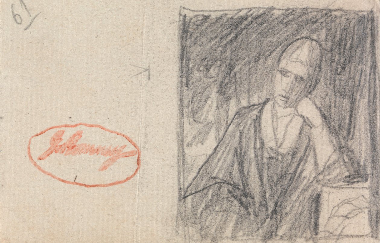 Kvinna som vilar huvudet på en böjd arm av George Romney
