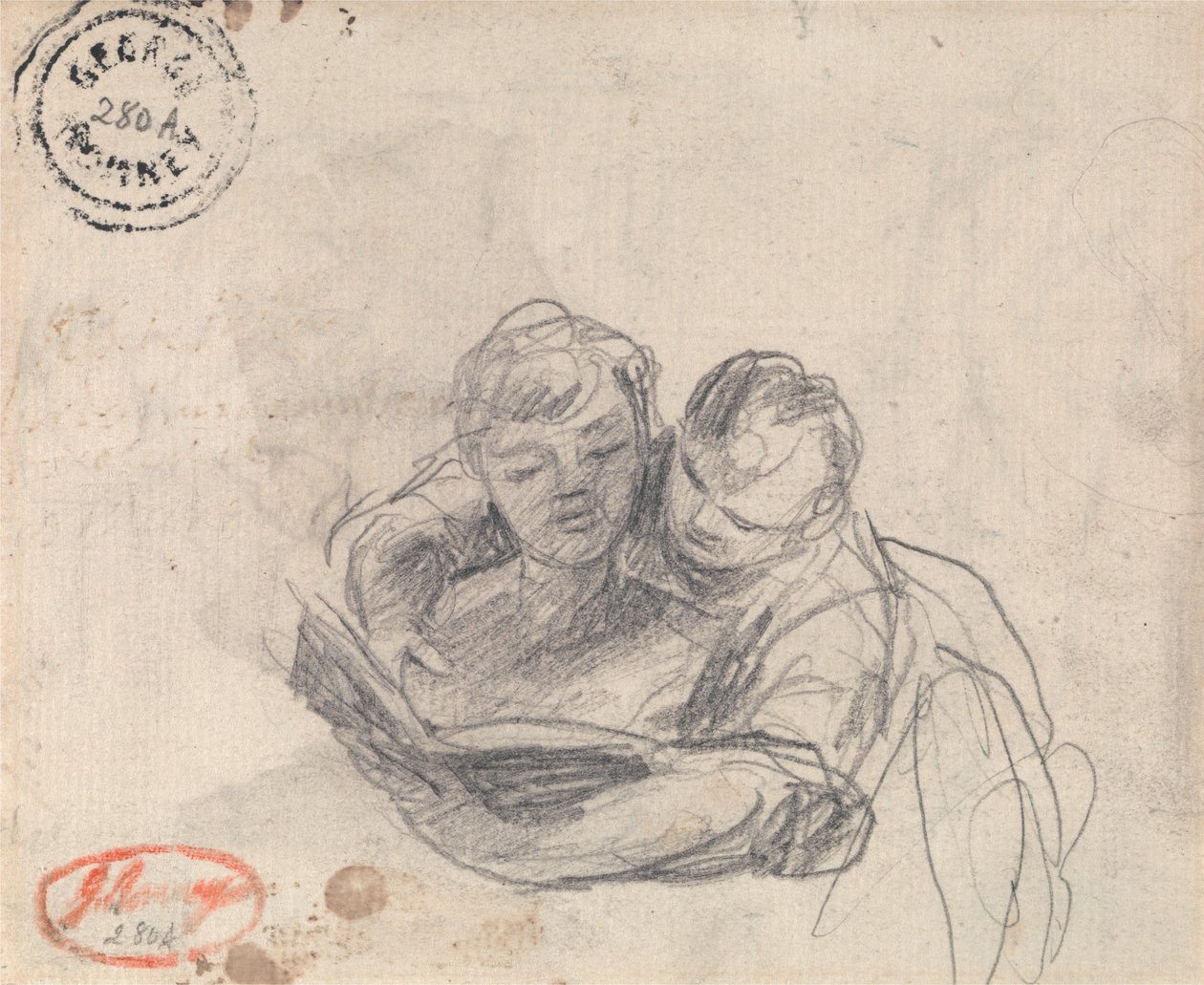 Kvinna som lär ett barn att läsa av George Romney