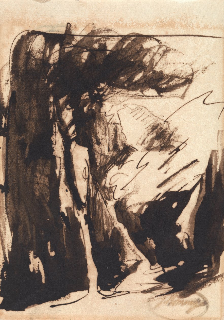 Skogsbeklädd Landskap av George Romney