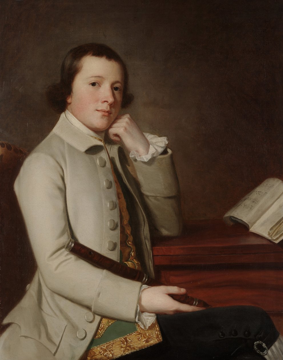 Ung man med en flöjt, sent 1760-tal (olja på duk) av George Romney