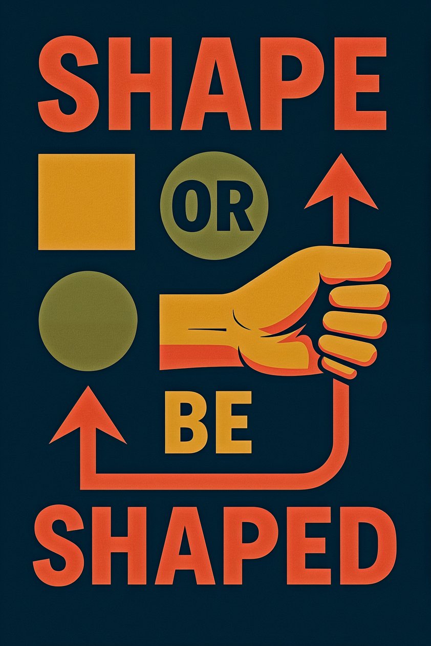 SHAPE OR BE SHAPED, 2025 (akryl på duk) av George Rosaly
