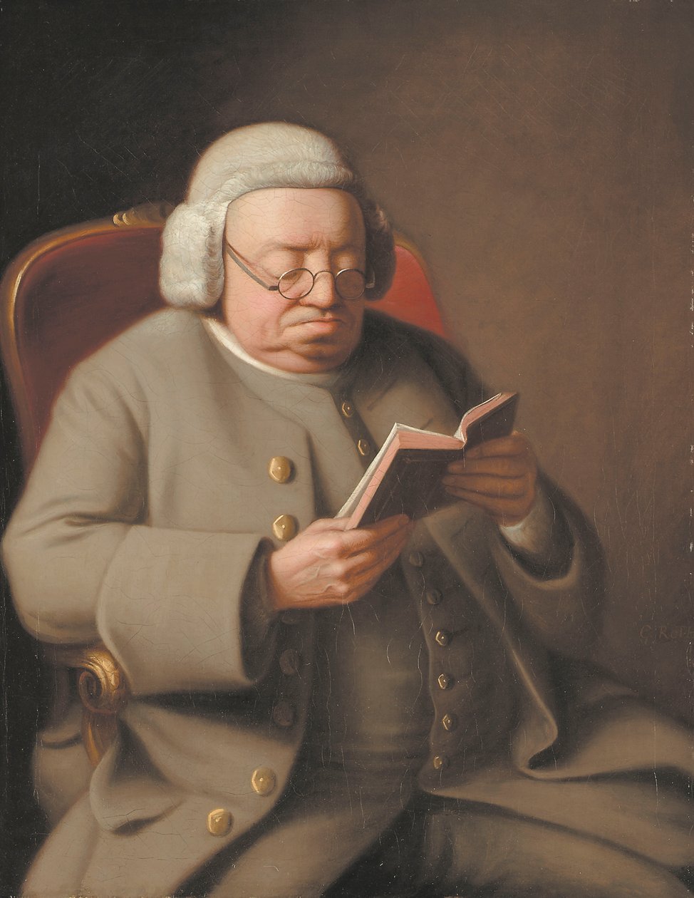 Porträtt av Isaac Brodeau som läser en bok, 1700-talet av George Roth