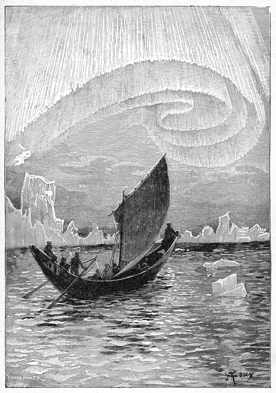 Illustration till "Sfinxen från isen" av Jules Verne av George Roux