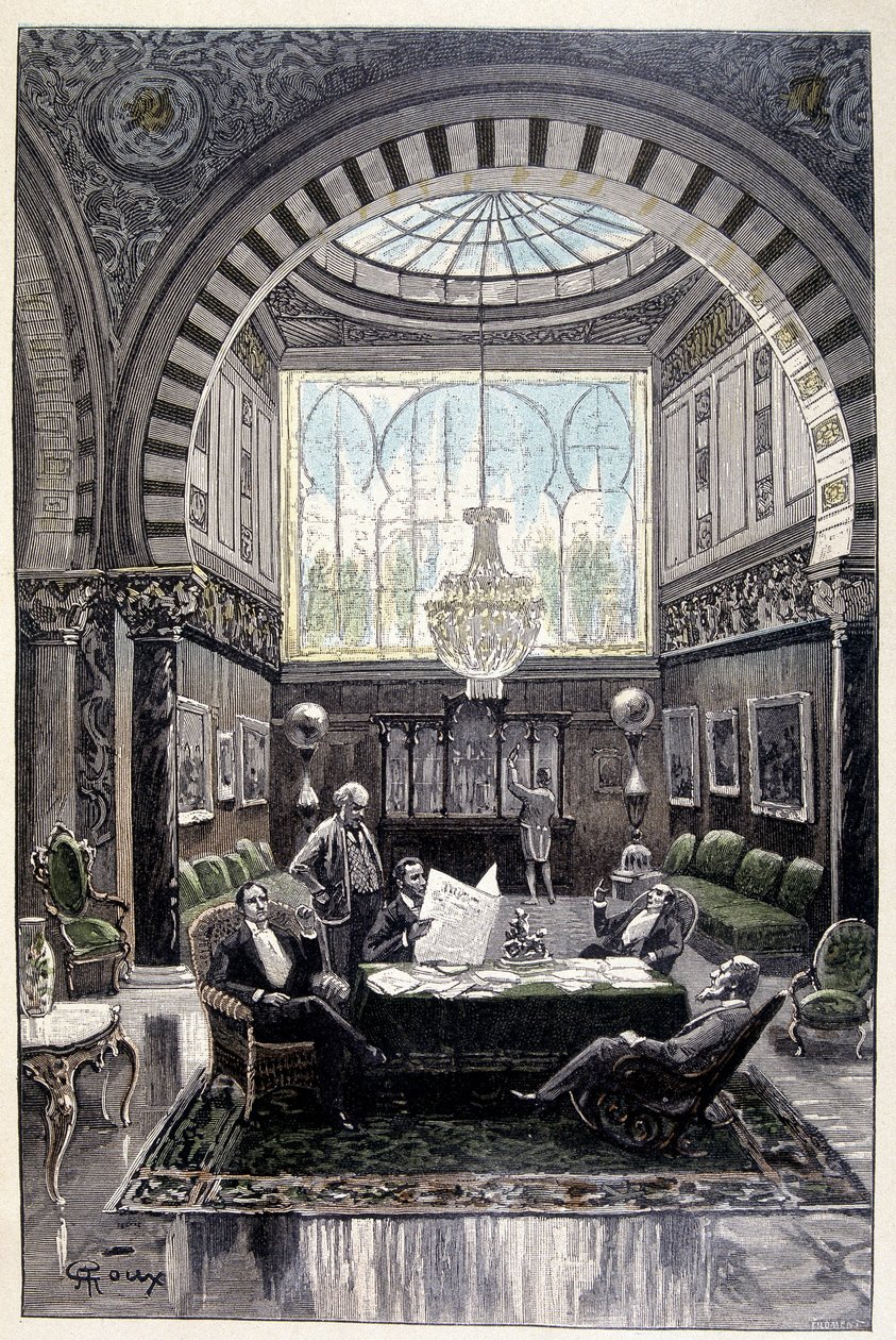 Det var en konversationsplats som var mest bekväm (sida 34) i "" Testamentet om en excentriker"" av Jules Verne av George Roux