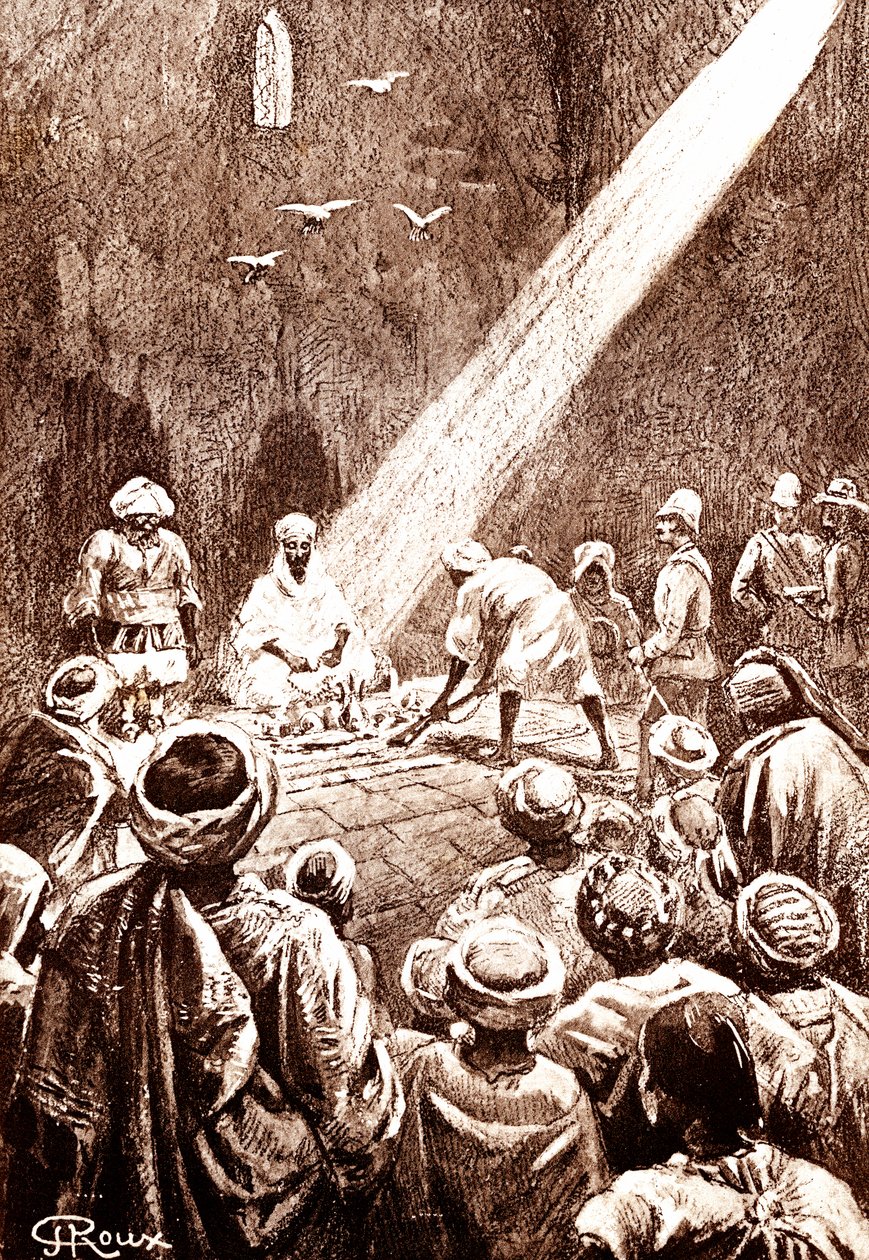 Nubisk öken. Nordsudans stam. 1888 (gravyr) av George Roux