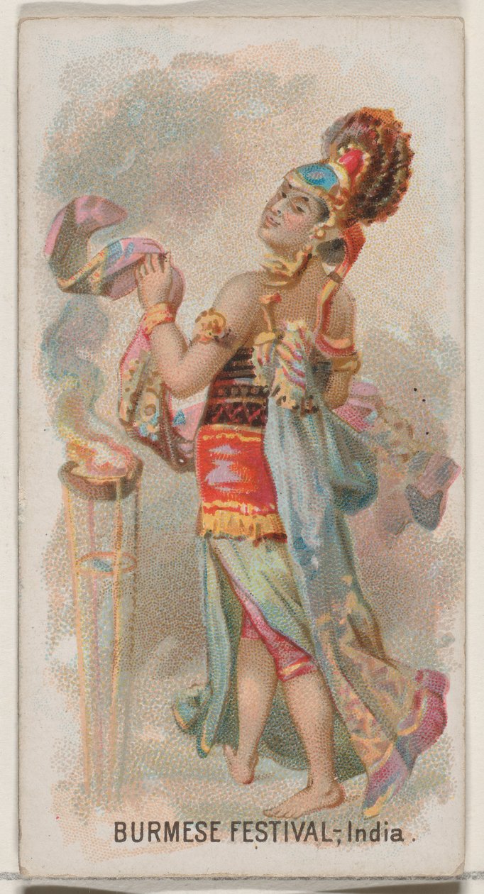 Burmesisk festival, Indien, från Holidays-serien N80 för cigaretter av märket Duke, 1890., 1890. av George S. Harris and Sons