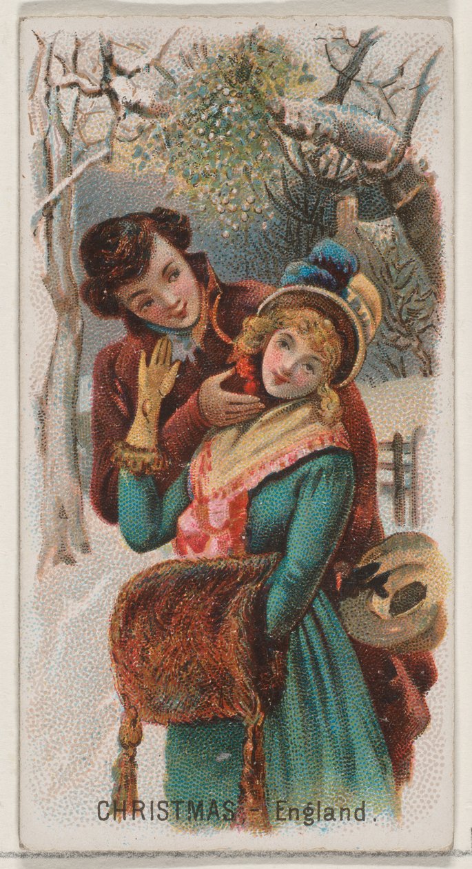 Christmas, England, från Holidays-serien N80 för cigaretter av märket Duke, 1890., 1890. av George S. Harris and Sons