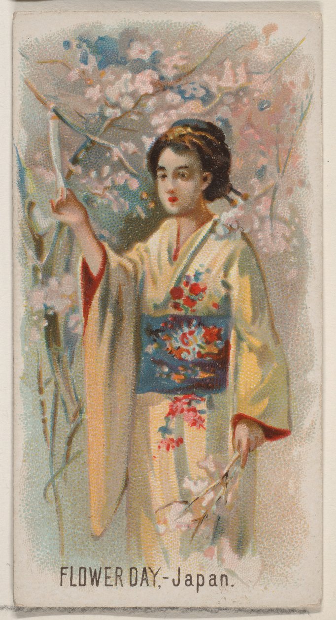 Flower Day, Japan, från Holidays-serien N80 för cigaretter av märket Duke, 1890., 1890. av George S. Harris and Sons