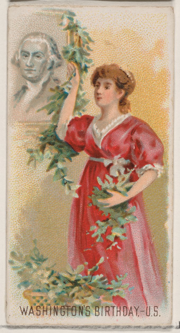 George Washingtons födelsedag, USA, från Holidays-serien N80 för Duke brand..., 1890. av George S. Harris and Sons