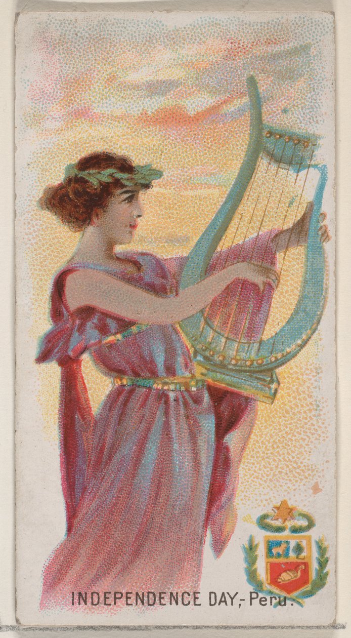 Independence Day, Peru, från Holidays-serien N80 för cigaretter av märket Duke, 1890., 1890. av George S. Harris and Sons