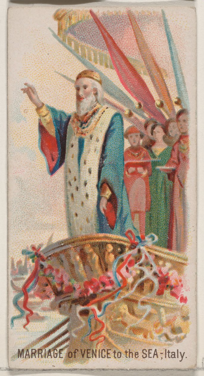 Marriage of Venice to the Sea, Italien, från Holidays-serien N80 för Duke brand cigarre..., 1890. av George S. Harris and Sons