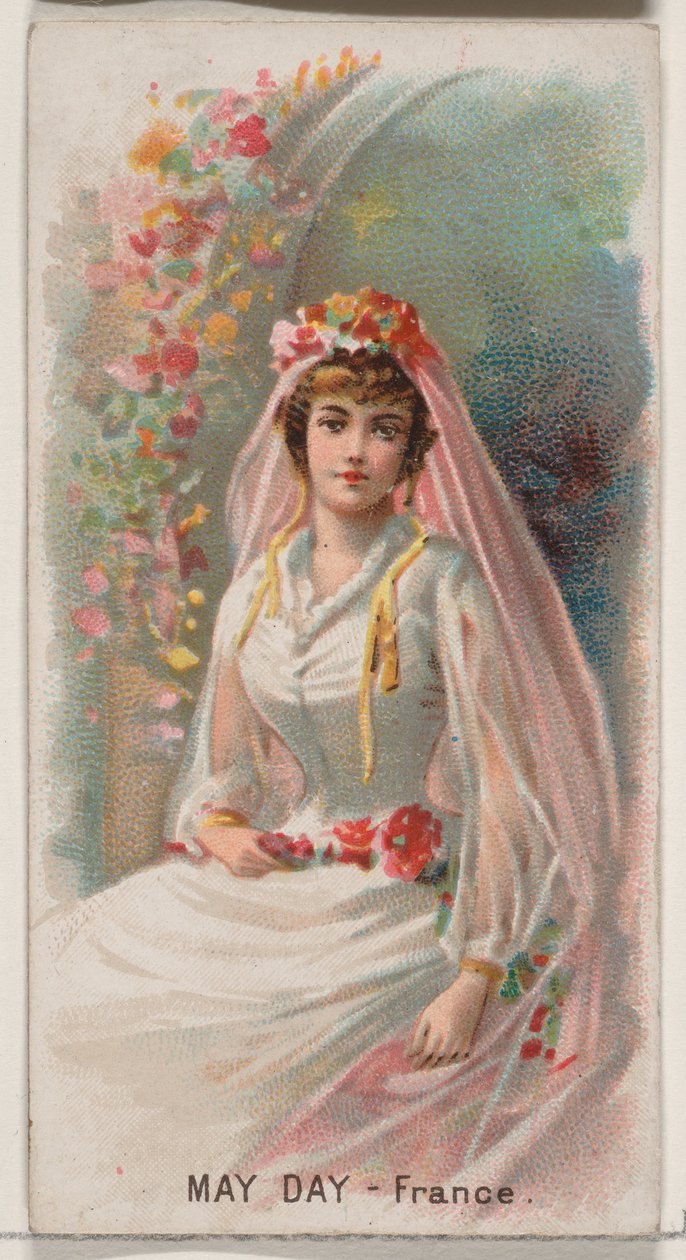 May Day, Frankrike, från Holidays-serien N80 för cigaretter av märket Duke, 1890., 1890. av George S. Harris and Sons