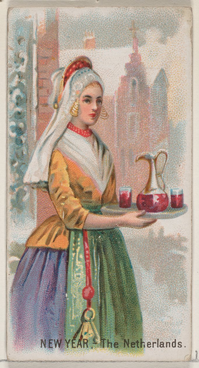 Nyår, Nederländerna, från Holidays-serien N80 för cigaretter av märket Duke, 1890., 1890. av George S. Harris and Sons