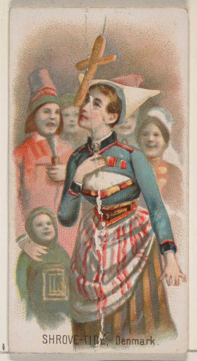 Shrove-Tide, Danmark, från Holidays-serien N80 för cigaretter av märket Duke, 1890., 1890. av George S. Harris and Sons