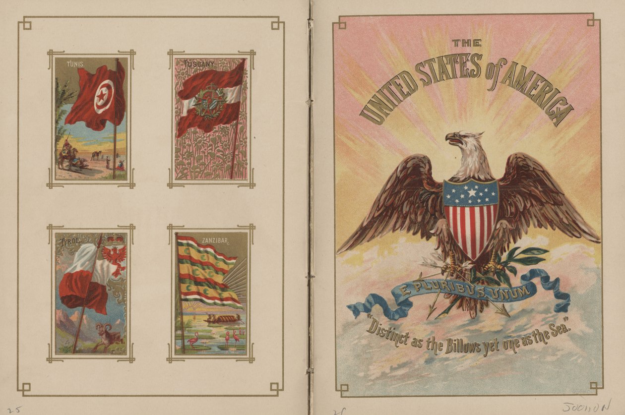 Alla nationers och USA:s flaggor - Sidorna 25 och 26, 1887 av George S. and Sons Harris
