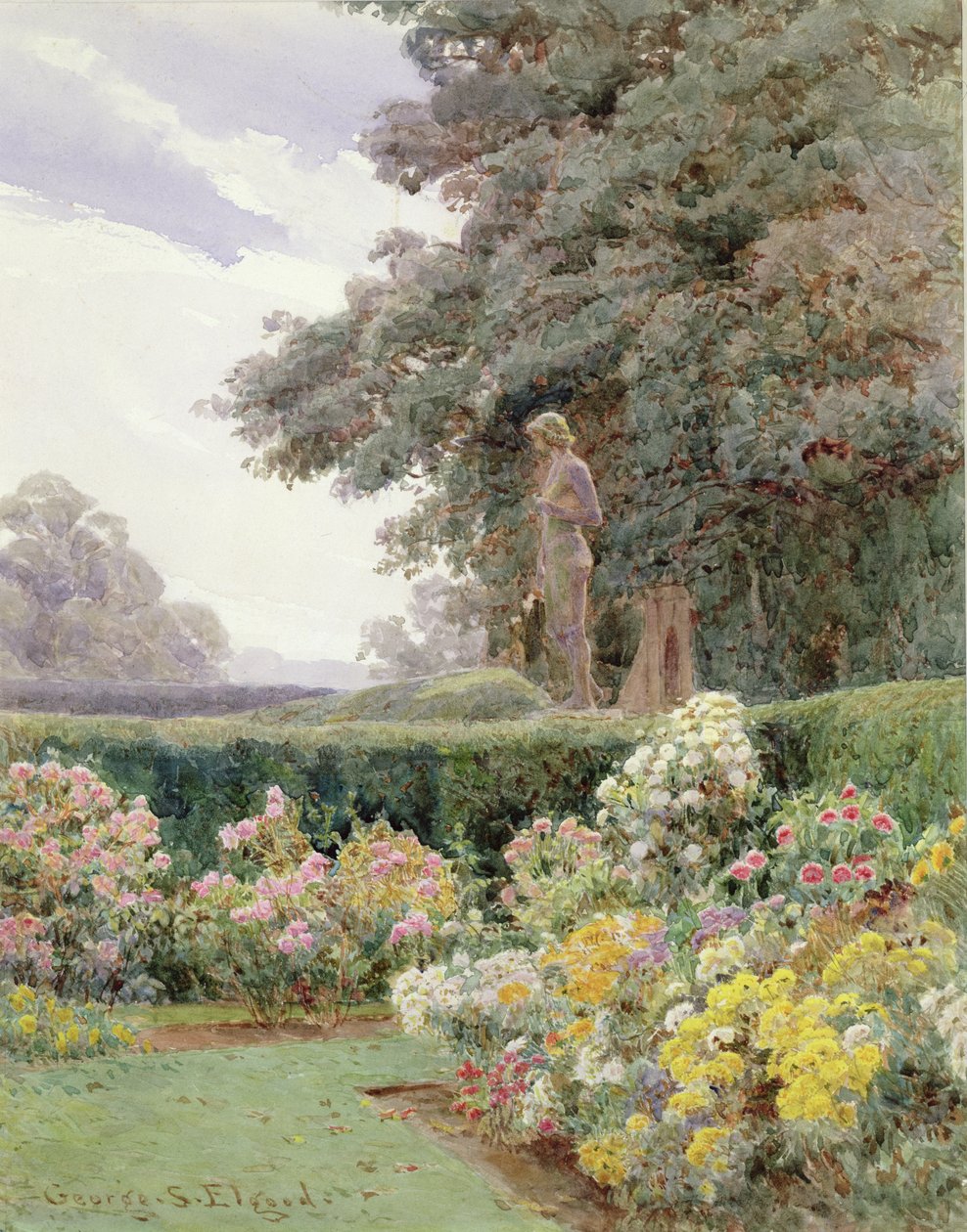 Ett hörn av trädgården (wc) av George Samuel Elgood