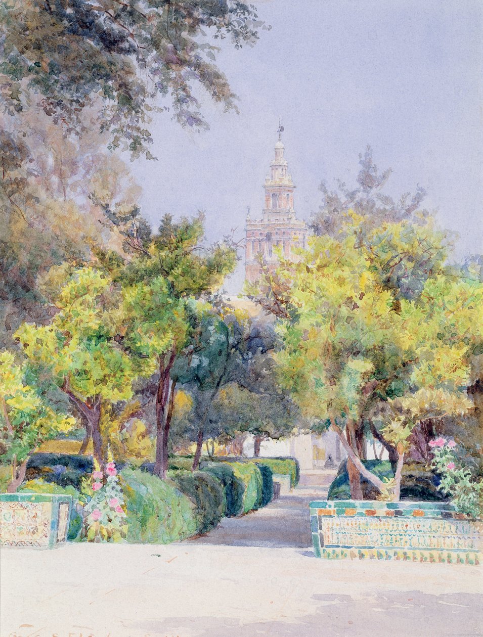 I Alcazars trädgård, Sevilla, 1893 av George Samuel Elgood